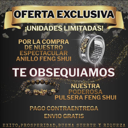 🤑ANILLO FENG SHUI BUDA PIXIU DORADO🍀💰